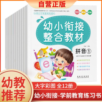 幼小衔接整合教材 识字+拼音+数学（套装12册）学前教育一日一练学前班练习册 幼儿园升一年级学前训练 [3-6岁]