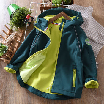 特步舒适同类型男童外套春款韩版中大童防水长袖摇粒绒上衣加绒儿童深