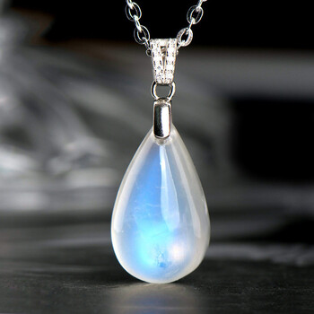 然月光石吊坠女珍藏级冰种蓝月光彩虹光月亮石项链送女友 月光石项链