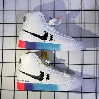 爵惑aj女鞋q季电玩像素blazer高帮板鞋男3m夜光休闲运动潮鞋白色36