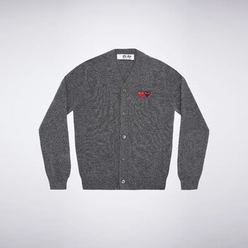 comme des garcons play cdg川久保玲 刺绣双爱心羊毛开衫针织毛衣