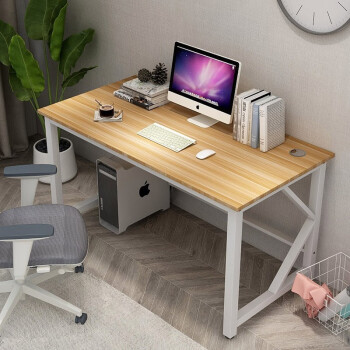 雅美乐 电脑桌K型简约书桌学习桌简易写字桌 120*60白架加固版