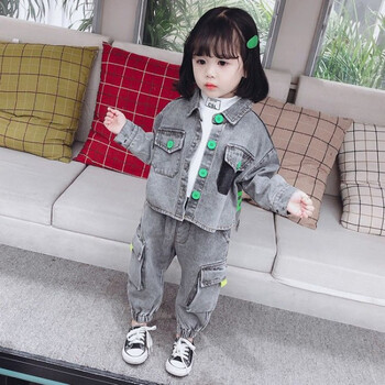 儿童牛仔套装女童休闲装两岁宝宝衣服小女孩秋装网红2022新款牛仔工装