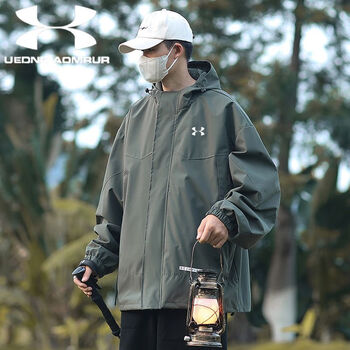 安德玛秋季新款潮流男女同款防水防风外套男士工装冲锋衣休闲夹克上衣