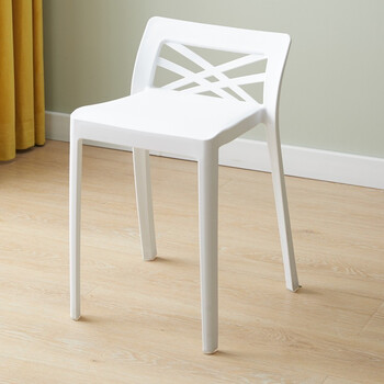 靠背简约北欧餐椅家用加厚熟胶凳子火锅店餐厅等位凳高凳白色坐高45cm