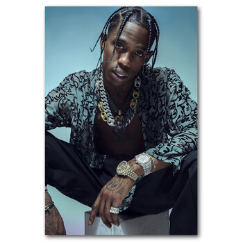 狼天影 嘻哈饶舌说唱歌手travis scott海报墙贴画 hiphop音乐酒吧自粘