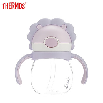 膳魔师THERMOS 儿童夏季水杯狮子杯PA安全材质可磨牙婴儿水杯吸管杯防摔宝宝学饮杯 Foogo系列紫色 270ml