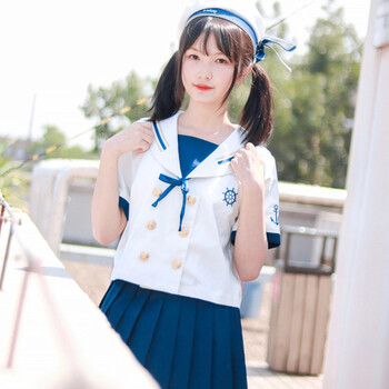 夏季正统航海少女jk制服裙套装长袖短袖水手服日系女海军风中间服短裙