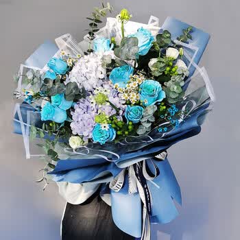 满味园鲜花速递同城进口厄瓜多尔双色玫瑰混搭花束生日礼物纪念日送女友闺蜜老婆妈妈北京上海杭州全国配送湖蓝色10朵进口 2支绣球 图片价格品牌报价 京东
