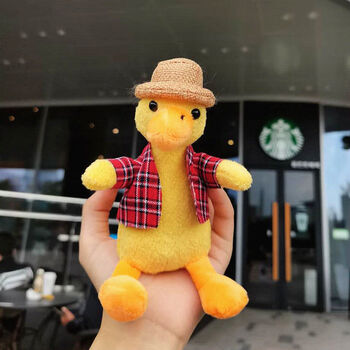 达鸭毛绒公仔挂件傻鸭情侣男女生可爱玩偶书包包汽车钥匙扣挂饰冲鸭