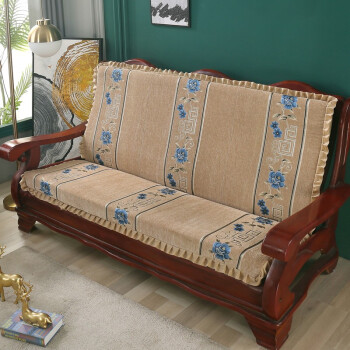 加厚防滑沙发坐垫 红木实木沙发垫 长椅垫可拆洗带靠背老式沙发垫子