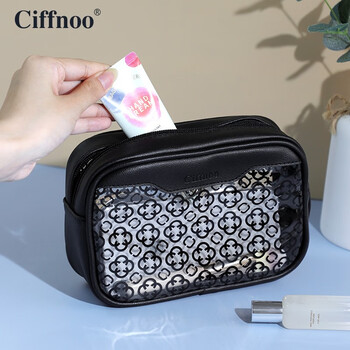 琪斐诺（Ciffnoo） 迷你化妆包旅行便携登机包透明防水收纳袋杂物整理包小号 1243 黑色