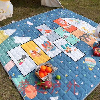 野餐垫户外防水防潮加厚公园春游垫郊游地毯露营草坪便携儿童跳格子19