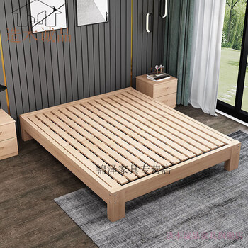 实木床18米床头双人大床15米单人床架子床简约全榉木原木色30高