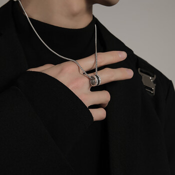 节礼物520送男友男生感个性配饰潮流百搭吊坠cuishi网格满钻项链555cm