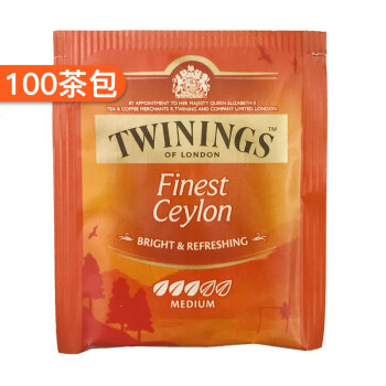 川宁TWININGS锡兰红茶进口茶叶红茶100片200g茶包网红袋泡茶茗茶冲饮