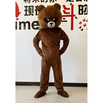 网红熊人偶服装抖音传单熊布偶服成人行走玩偶服布朗熊头套定制 黑
