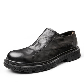 觅夕大脚骨脚宽脚肥脚男士英男宽头复古真皮时商皮鞋定制 黑色018 38