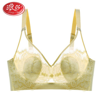 浪莎langsha内衣女夏季薄款大胸显小聚拢无钢圈兔耳朵文胸大码全罩杯