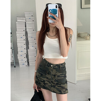 衣尚往来辣妹工装迷彩牛仔短裙女半身裙小个子性感包臀裙小众裙子迷彩