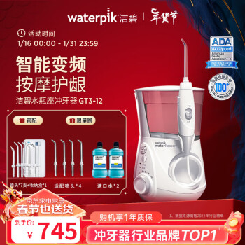 洁碧（Waterpik）冲牙器水牙线GT3 GT17-12充电小魔盒洗牙器系列洁牙家用台式电动洁牙机立式预防牙结石正畸适用 GT3-12白色（水瓶座）