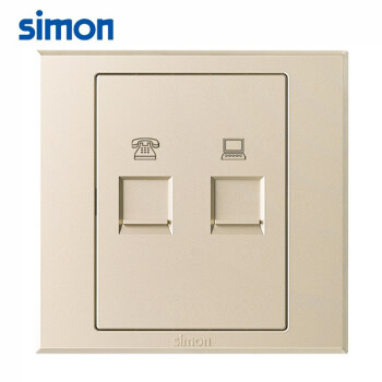 SIMON西蒙电话网络插座面板86型暗装E3系列电话电脑插座305229香槟金色