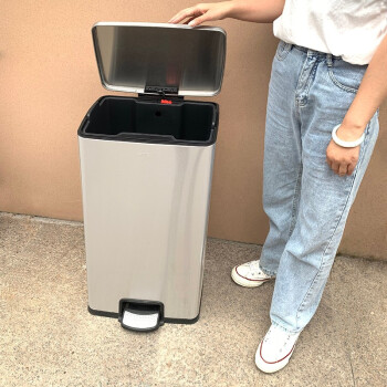 炬意（JY）脚踩垃圾桶不锈钢大号翻盖脚踏其他不可回收物厨余垃圾分类垃圾箱 现货单桶40升（可定制标识）