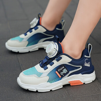 羽魔方男童鞋儿童运动鞋4-14岁新款春夏季中大童旋转纽扣跑步男孩老爹