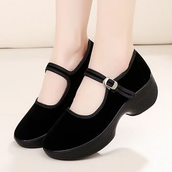 布鞋女工作鞋上班鞋精品老北京布鞋女鞋广场舞蹈鞋妈一带舞蹈鞋黑色35