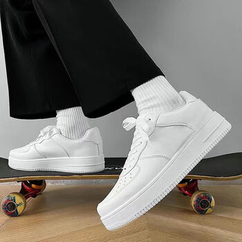 透气小白鞋男生百搭休闲板鞋韩版高街潮鞋纯白平底鞋999纯白简约款39