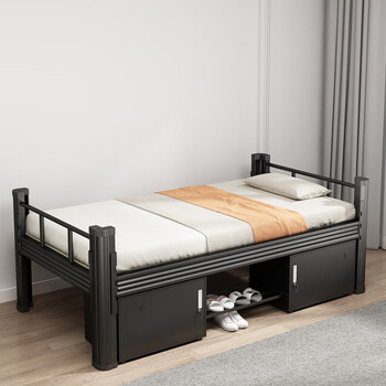 单人床钢制家用成人铁艺床员工宿舍铁架床学校学生寝室公寓架子床出租