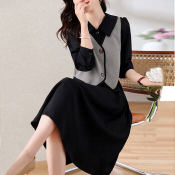 岚束lanshu高级感连衣裙套装春秋女装2022新款轻熟风时尚气质名媛裙子