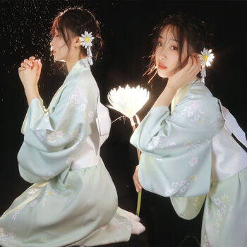 和服女正装传统日本可爱少女改良中国风日系和风性感神明少女服装满天星和服白色腰封扇子均码 图片价格品牌报价 京东