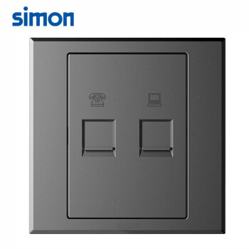 SIMON西蒙电话网络插座面板86型暗装E3系列电话电脑插座305229荧光灰色