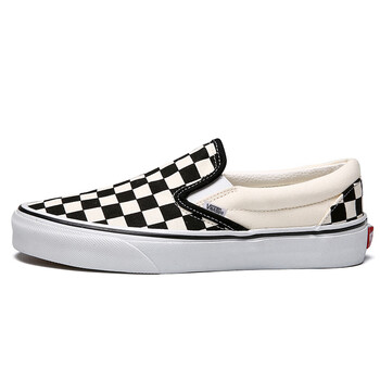 万斯(vans)男女低帮黑白棋盘格一脚蹬帆布鞋学生休闲懒人滑板鞋潮 黑