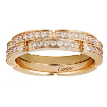 cartier卡地亚女士戒指 双排结婚对戒18k黄金镶嵌42颗明亮钻石b421600