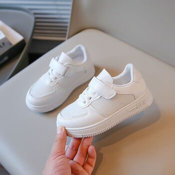 wonst春秋新款儿童白色运动鞋男童白鞋小学生波鞋网面透气女童休闲