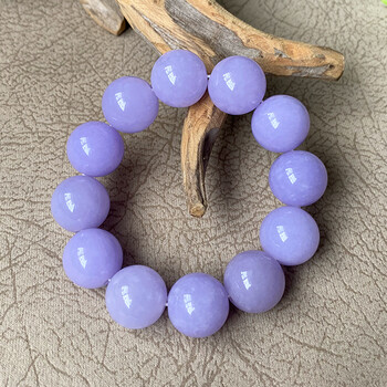 千弗翡翠冰种紫罗兰手链 缅甸a货紫色圆珠18mm手串男女款珠宝手饰时尚