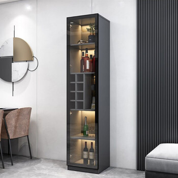 玻璃酒柜现代简约客厅意式轻奢小酒柜家用厨房一体靠墙餐厅储物柜黑色