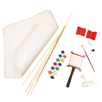 diy空白竹条风筝手工材料包易飞教学儿童手绘填色涂鸦自制布风筝菱形