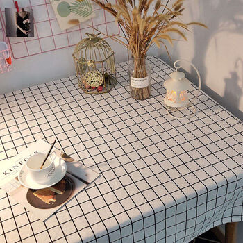 网红桌布棉麻布艺格子小清新少女心长方形日式宿舍学生ins学习桌格子