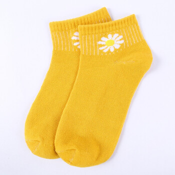 谢太太袜子女短袜浅口春夏季薄款夏天船袜小雏菊ins潮网红中筒黄色5双
