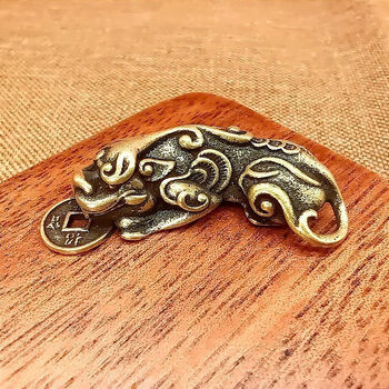 铜貔貅挂件貔貅钥匙扣纯铜五帝钱挂件居家风水旺运汽车挂饰礼物 单