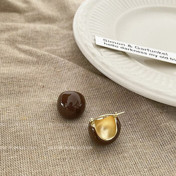 珠宝首饰>时尚饰品>耳饰>含春花>含春花秋冬焦糖复古滴釉耳环女2022年