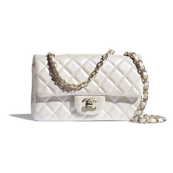 香奈儿女包cf经典女包羊皮革与金属材质迷你口袋包单肩包链条包 白色