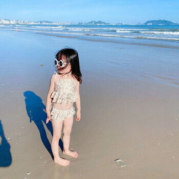 儿童泳衣女童中小童比基尼分体泳装2022新款可爱宝宝小公主游泳衣 小