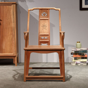 木中央 红木家具缅甸花梨 学名:大果紫檀圈椅 高靠背南官帽椅 中式