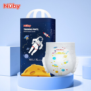 努比（Nuby）space系列益生元拉拉裤成长裤干爽超柔超薄透气呵护敏感肌学步裤 拉拉裤XL码48片