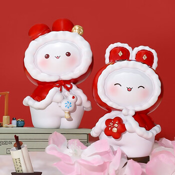 澳颜莱兔子摆件兔吉祥物小摆件精致可爱创意客厅桌面装饰女生生日吉祥