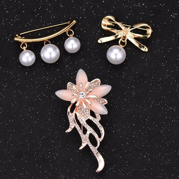 cuimenga防露胸针 珍珠胸针大气v领裙子防走光胸花别针固定衣服女领针